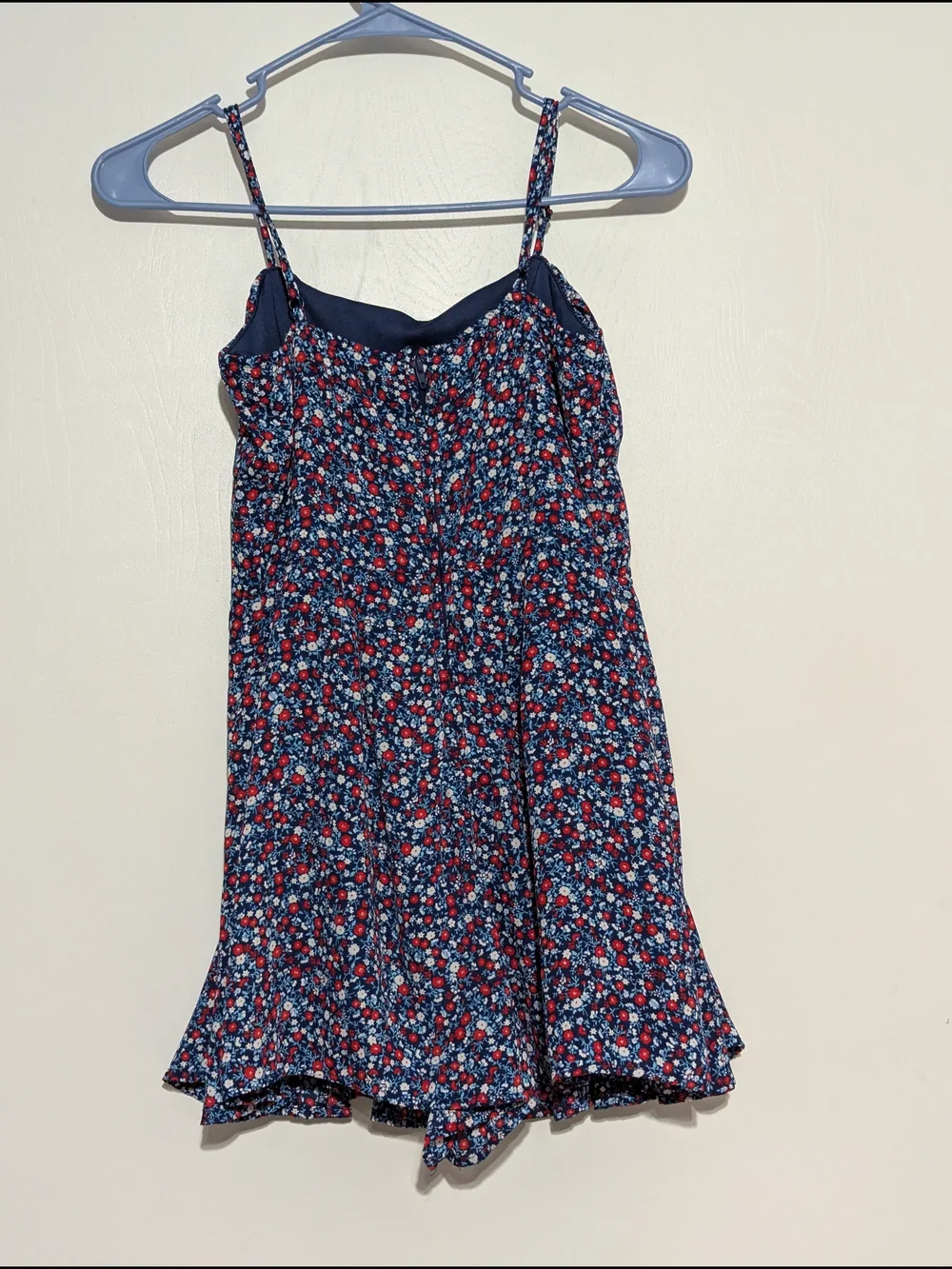 Blue Rain Navy Floral Spaghetti Strap Dress with Red & Light Blue Flowers
